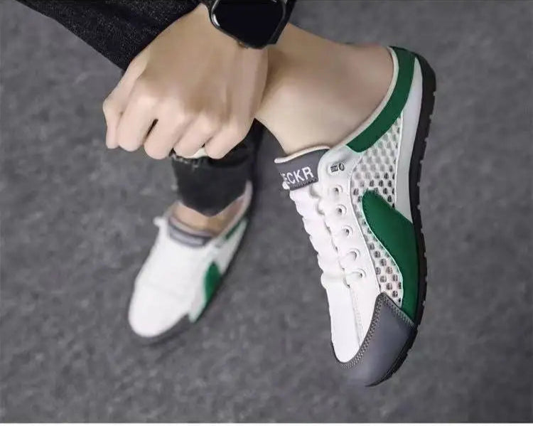 UrbanFlex Tênis masculinos casuais e confortáveis, calçados estilo half carrier para o verão de 2025, com sola macia, estilo beanie slip-on